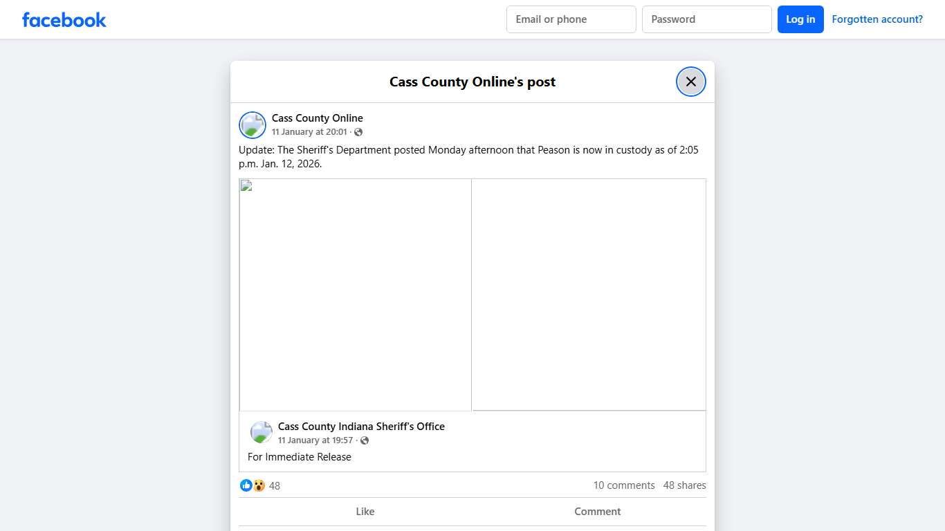 Update: The Sheriff's Department... - Cass County Online | Facebook